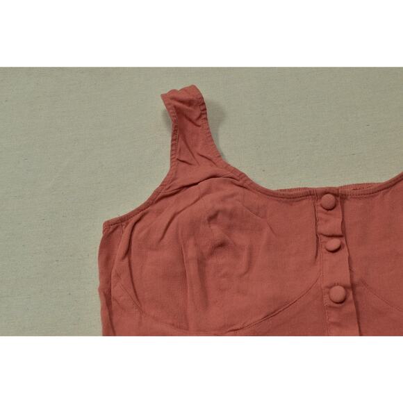 Torrid Plus Size 1 Rose Coral Button Front Peplum Cami Top Smocked Back Rayon - Picture 5 of 8